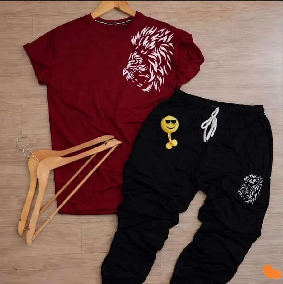 Men Maroon printer track suit. - Image 2