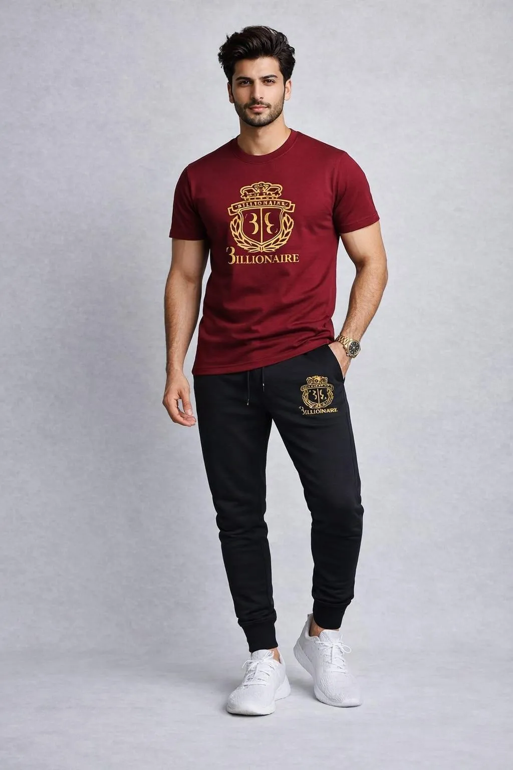 Men Maroon & black track suit.